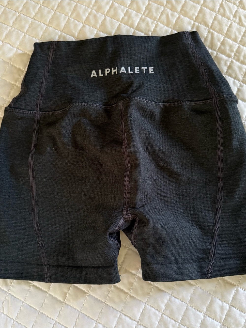 Alphalete Black High-Rise Bike Shorts with Logo